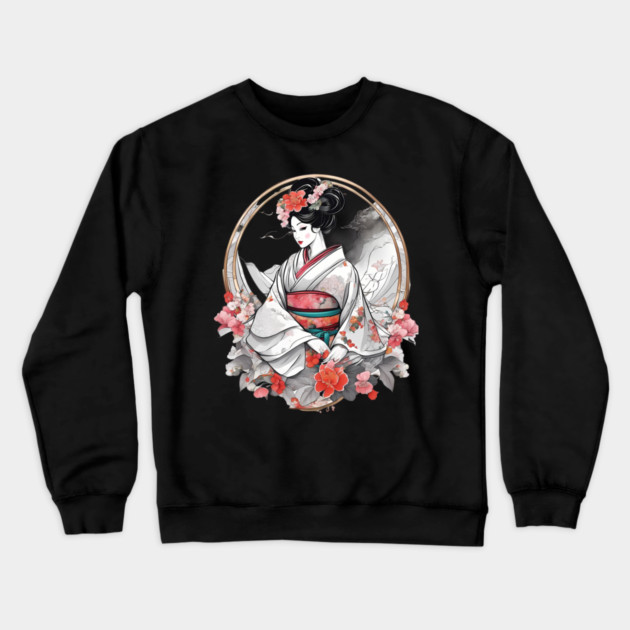 Geisha Girl Crewneck Sweatshirt by animegirlnft