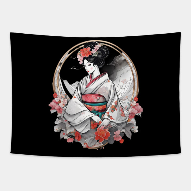Geisha Girl Tapestry by animegirlnft