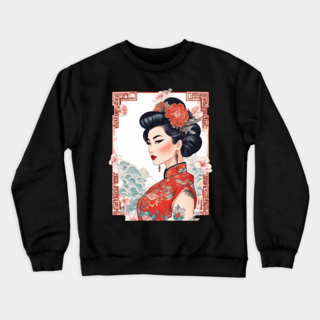 Traditional Chinese Lady Crewneck Sweatshirt by animegirlnft