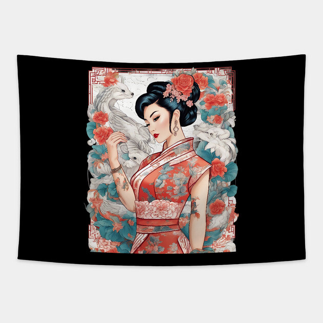China Doll Tapestry by animegirlnft
