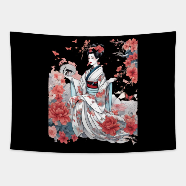 Japanese Maiko Tapestry by animegirlnft