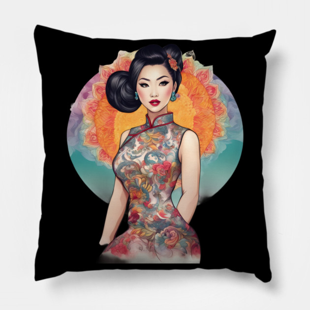 Chinese Dragon Lady Pillow by animegirlnft
