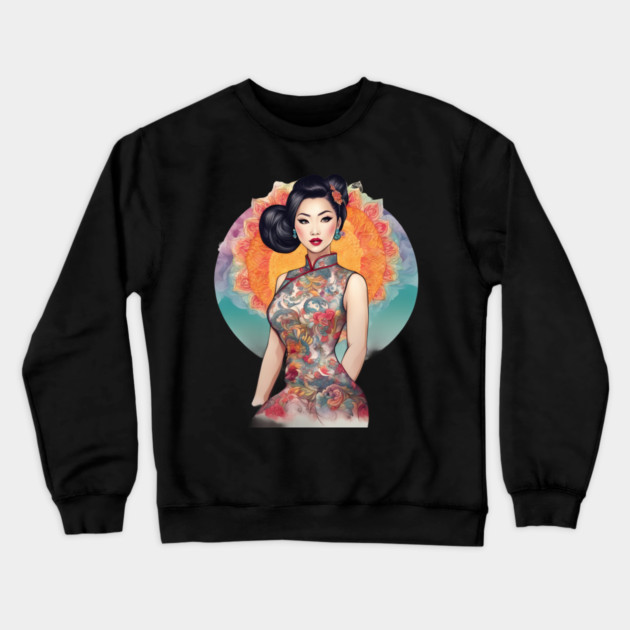 Chinese Dragon Lady Crewneck Sweatshirt by animegirlnft