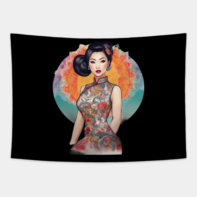 Chinese Dragon Lady Tapestry by animegirlnft