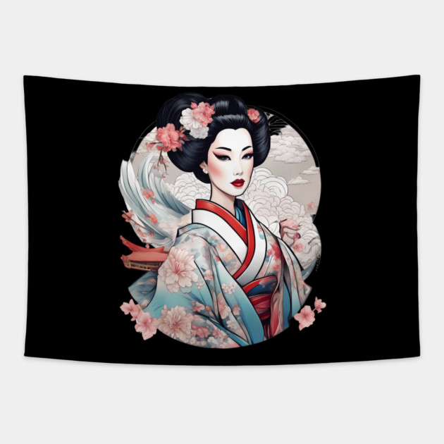 Japanese Girl Tapestry by animegirlnft