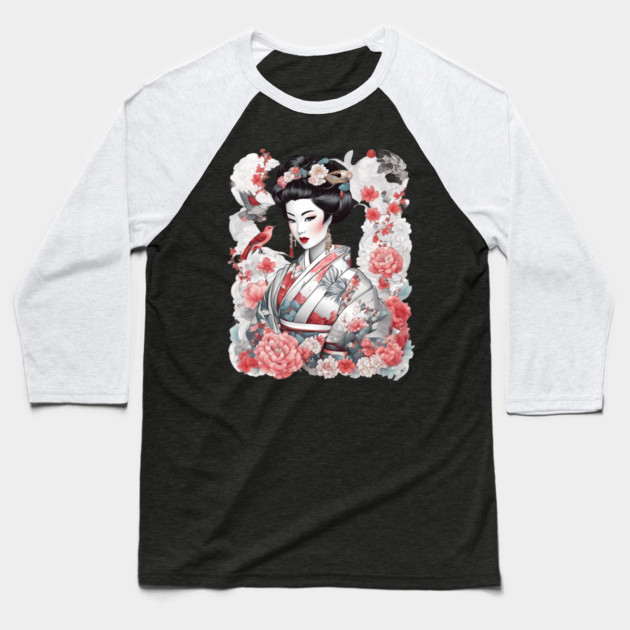 Japanese Geiko Baseball T-Shirt by animegirlnft