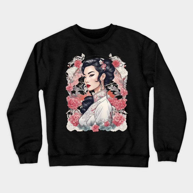 Hong Kong Girl Crewneck Sweatshirt by animegirlnft