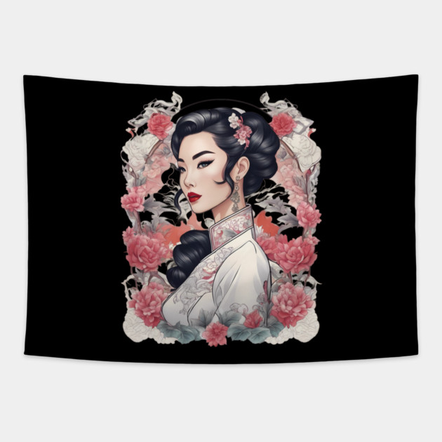 Hong Kong Girl Tapestry by animegirlnft