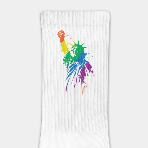 Rainbow Statue Of Liberty With Raised Fist LGBTQ+ Pride by Nonstop Shirts