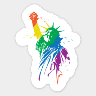 Rainbow Statue Of Liberty With Raised Fist LGBTQ+ Pride Sticker