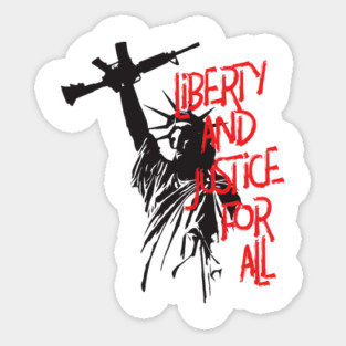 Pro Liberty and Justice For All - Second Amendment 2A Lady Liberty With Raised Firearm Sticker