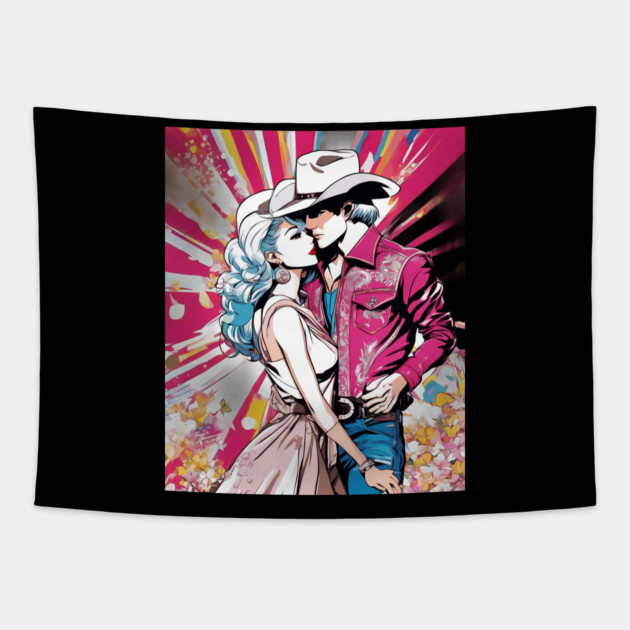 Cowboy Cowgirl Tapestry by animegirlnft