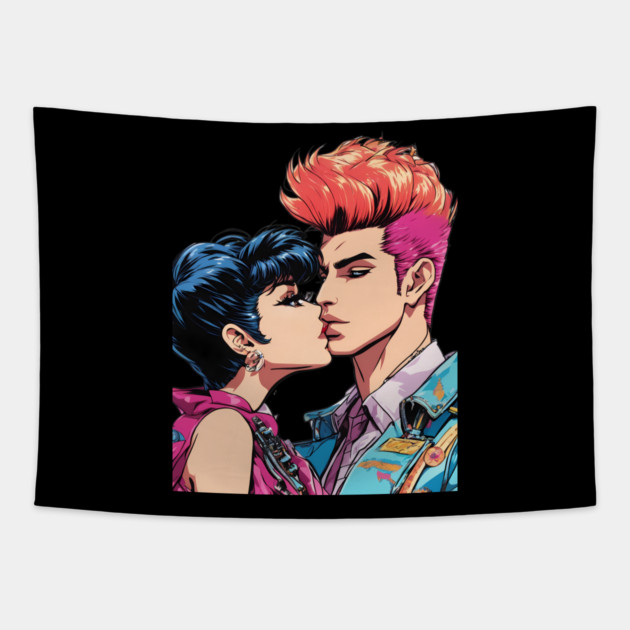 Pop Art Couple Tapestry by animegirlnft
