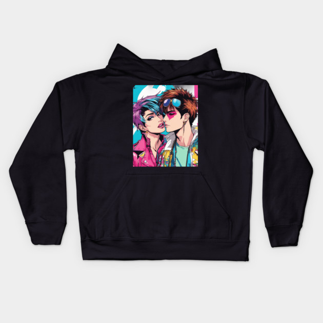 Romantic Couple Kids Hoodie by animegirlnft