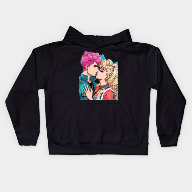 Kissing Couple Kids Hoodie by animegirlnft