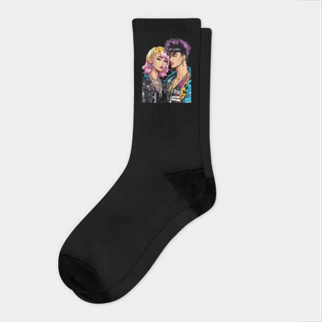 Skater Boy Girl Socks by animegirlnft