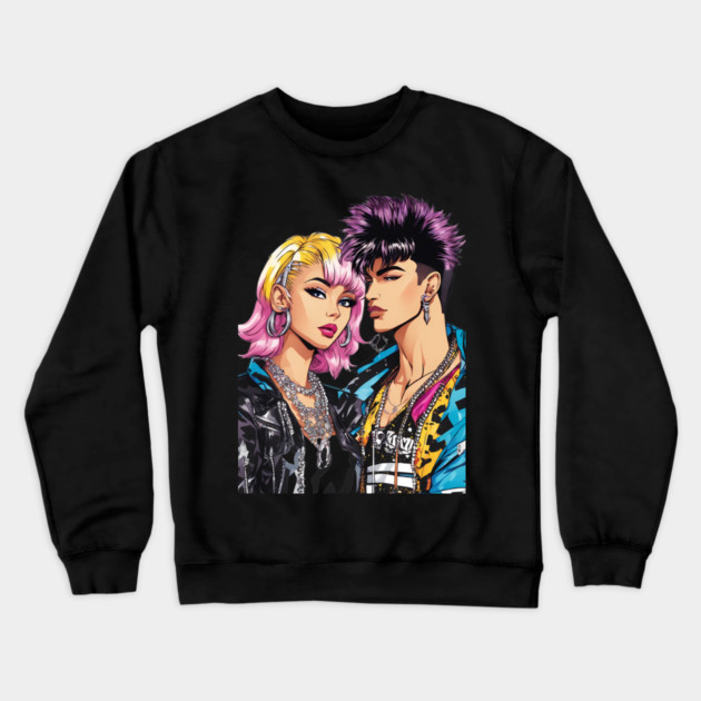 Skater Boy Girl Crewneck Sweatshirt by animegirlnft