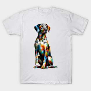 Vibrant Splashed Paint Catahoula Leopard Dog Artwork T-Shirt