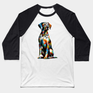 Vibrant Splashed Paint Catahoula Leopard Dog Artwork Baseball T-Shirt