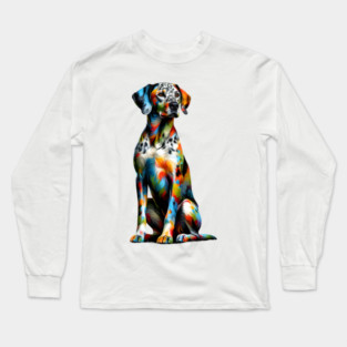 Vibrant Splashed Paint Catahoula Leopard Dog Artwork Long Sleeve T-Shirt