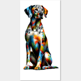 Vibrant Splashed Paint Catahoula Leopard Dog Artwork Posters and Art