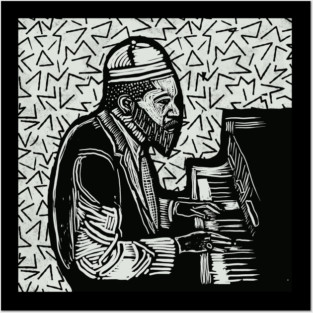 Thelonious Monk Legendary Jazz Piano Player Linotype Art Original Design T-Shirt - Gift for Vinyl Collector, Jazz Fan or Musician Posters and Art