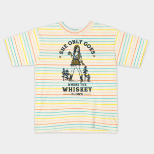Funny Vintage Western Cowgirl Whiskey Lover Shirt Kids T-Shirt