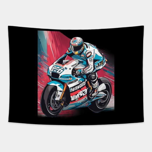 Motorcycle Racing Tapestry by animegirlnft