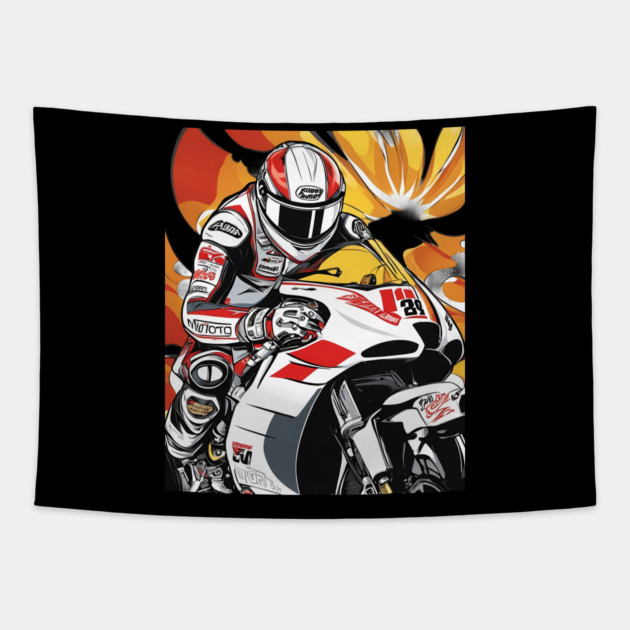 Racing Bike Tapestry by animegirlnft