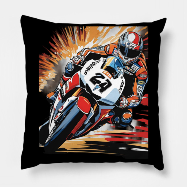 Racing Motorcycle Pillow by animegirlnft
