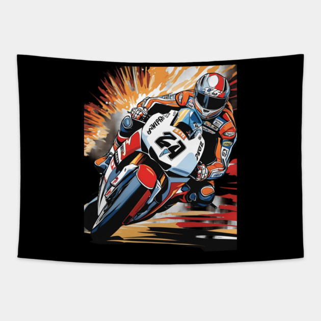 Racing Motorcycle Tapestry by animegirlnft