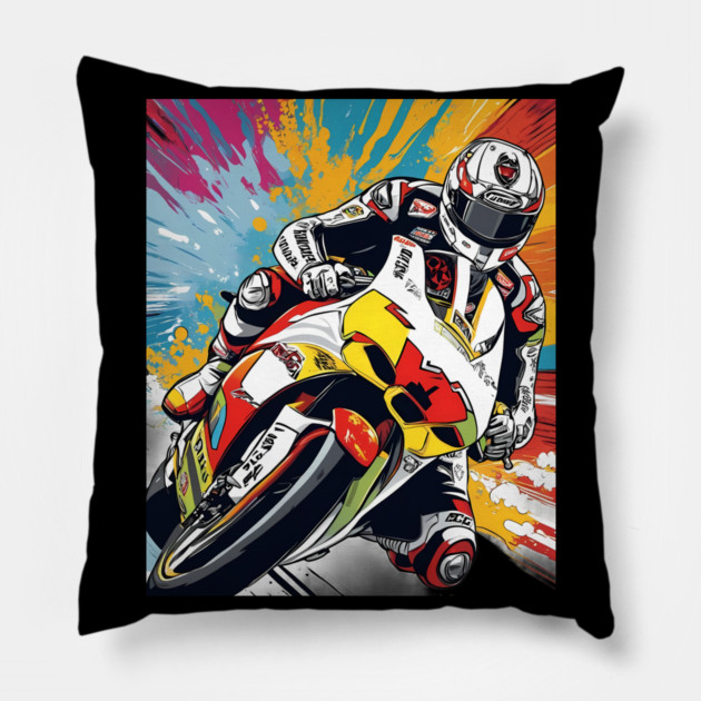 Moto Motorbike Motorcycle Pillow by animegirlnft