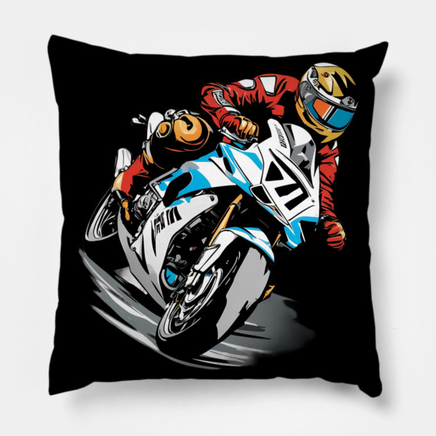 Motorcycle Driver Pillow by animegirlnft