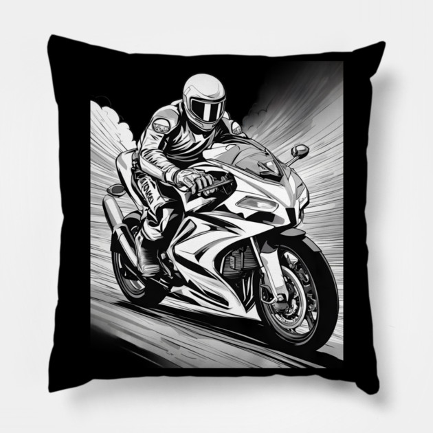 Biker Motorcycle Pillow by animegirlnft