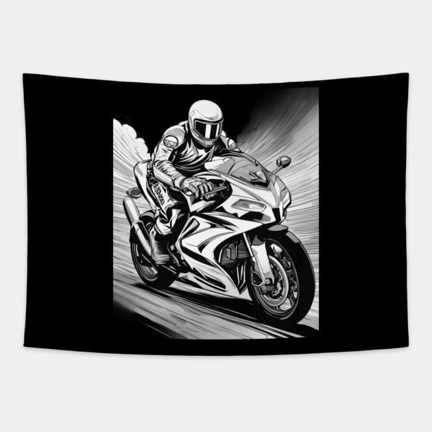 Biker Motorcycle Tapestry by animegirlnft