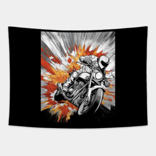 Motorcycle Racing Tapestry