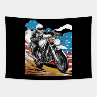 Motorcycle Rider Tapestry
