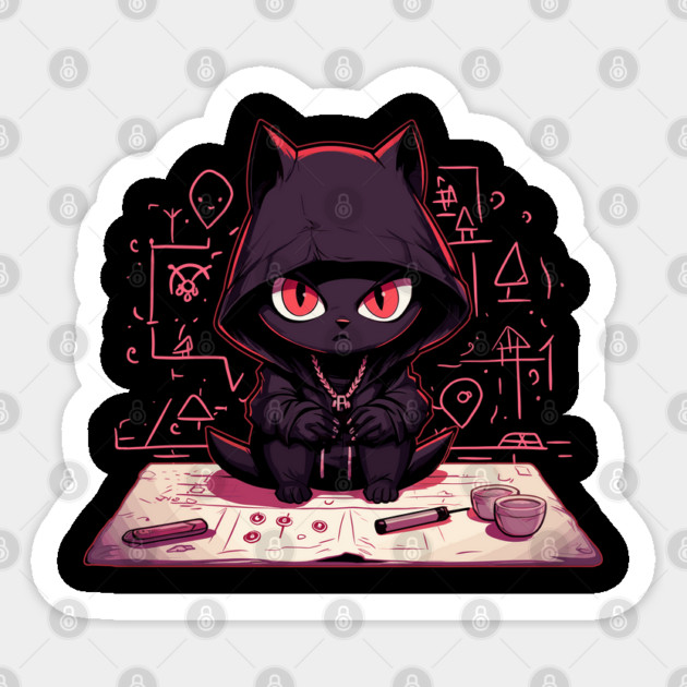Cat Doing Magic Kitten Making an Evil Plan Sticker by belownormal