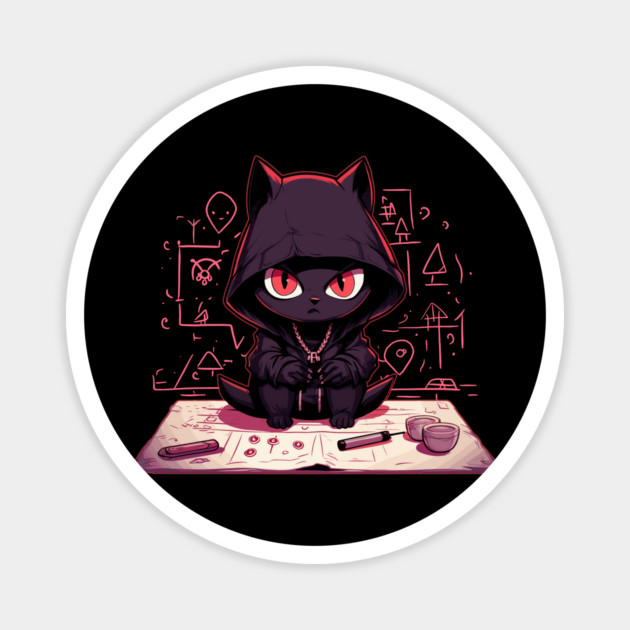 Cat Doing Magic Kitten Making an Evil Plan Magnet by belownormal