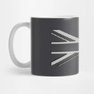 UK Flag Union Jack in Carbon Fiber White on Black Mug