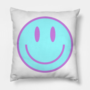 Smiley Face in Blue & Purple Pillow
