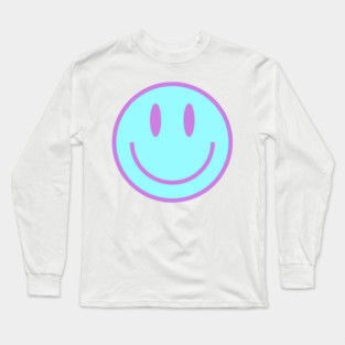 Smiley Face in Blue & Purple Long Sleeve T-Shirt