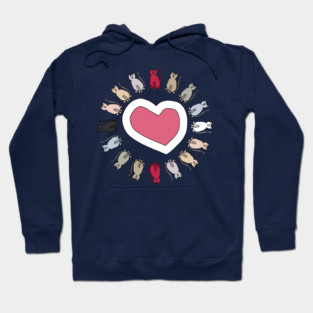 Cute Cats Circle Heart Valentine. Hoodie