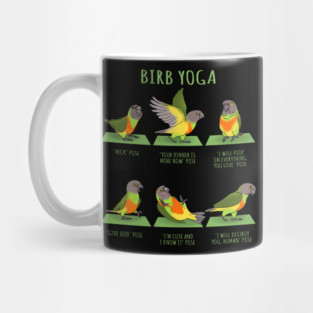 birb yoga - senegal parrot Mug