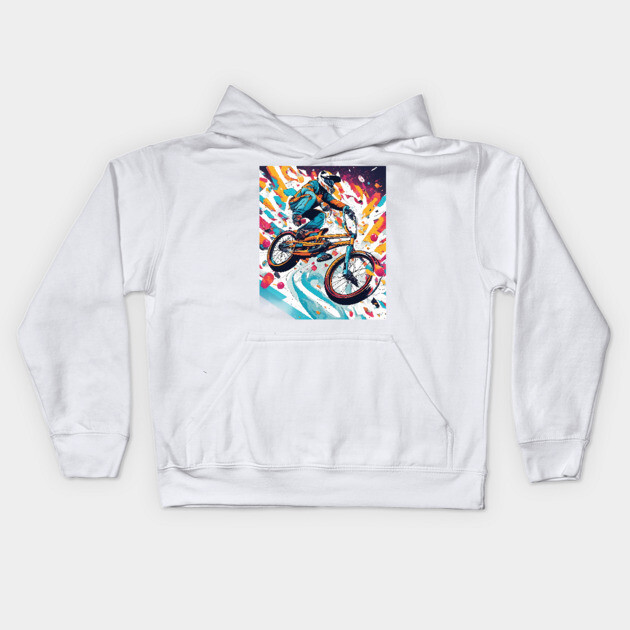 Speed bicycling Kids Hoodie by animegirlnft