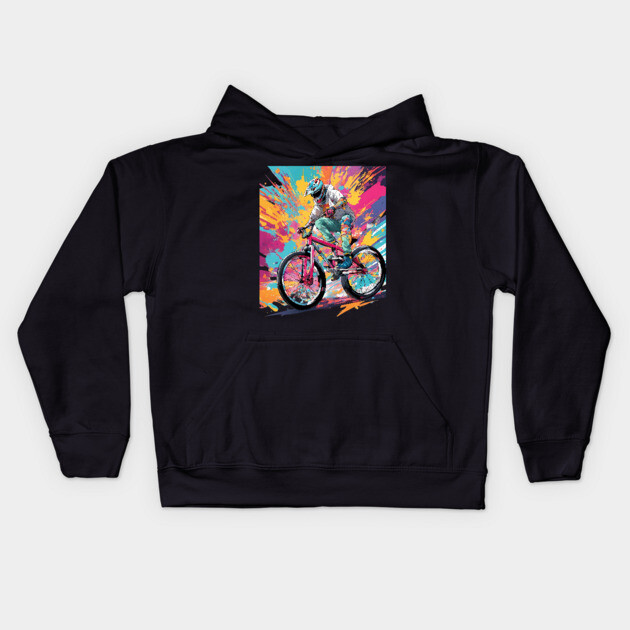 Cycling Bicycle Kids Hoodie by animegirlnft