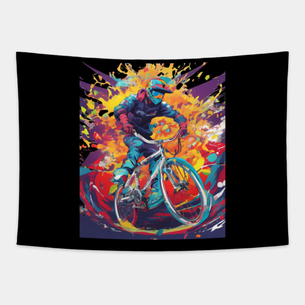 Cycling Biking Tapestry by animegirlnft
