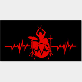 Drums Drummer Heartbeat Musician Music Lover Rock Band Posters and Art