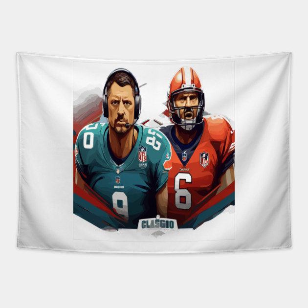 El-clasico match Nfl football Team Dolphin va Team Chief In vector Tapestry by Nizar clothing store 