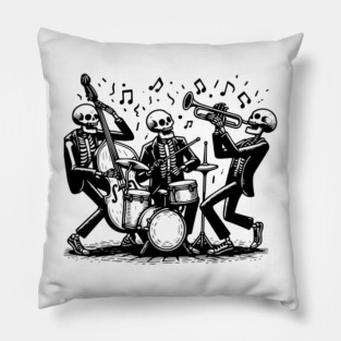 skeletons play jazz Pillow